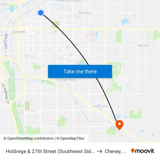 Holdrege & 27th Street (Southwest Side) to Cheney, NE map