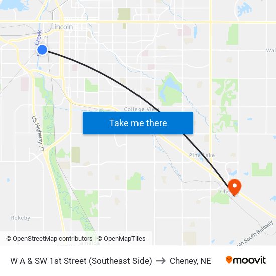 W A & SW 1st Street (Southeast Side) to Cheney, NE map