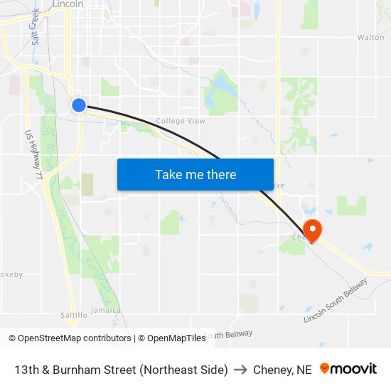 13th & Burnham Street (Northeast Side) to Cheney, NE map