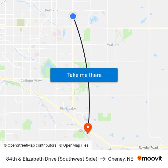 84th & Elizabeth Drive (Southwest Side) to Cheney, NE map