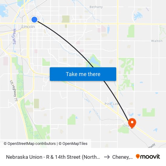 Nebraska Union - R & 14th Street (Northeast Side) to Cheney, NE map