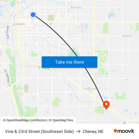 Vine & 23rd Street (Southwest Side) to Cheney, NE map