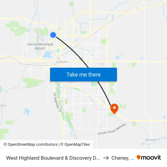 West Highland Boulevard & Discovery Drive, Se to Cheney, NE map