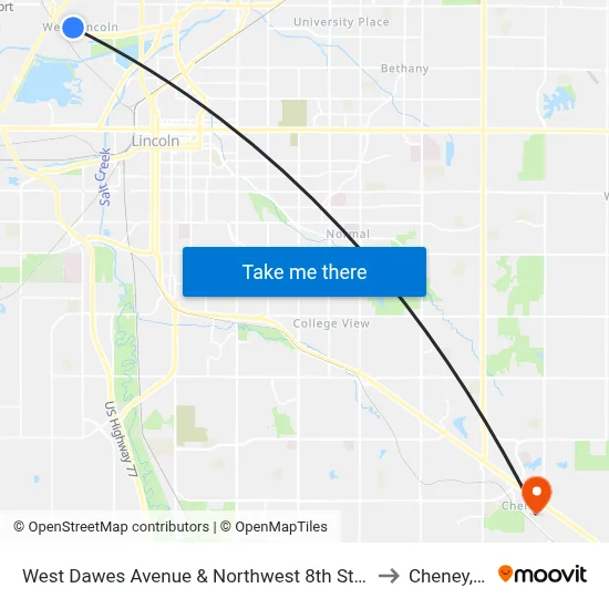 West Dawes Avenue & Northwest 8th Street, SW to Cheney, NE map