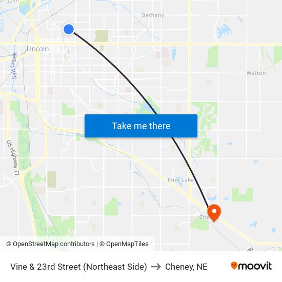 Vine & 23rd Street (Northeast Side) to Cheney, NE map