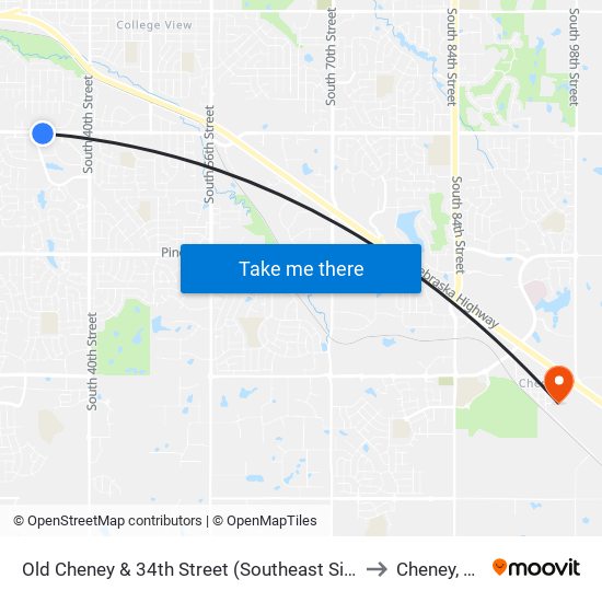 Old Cheney & 34th Street (Southeast Side) to Cheney, NE map