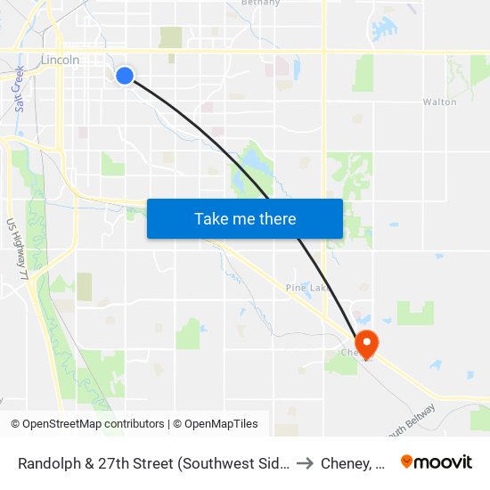 Randolph & 27th Street (Southwest Side) to Cheney, NE map