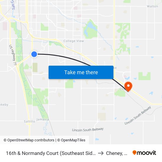 16th & Normandy Court (Southeast Side) to Cheney, NE map