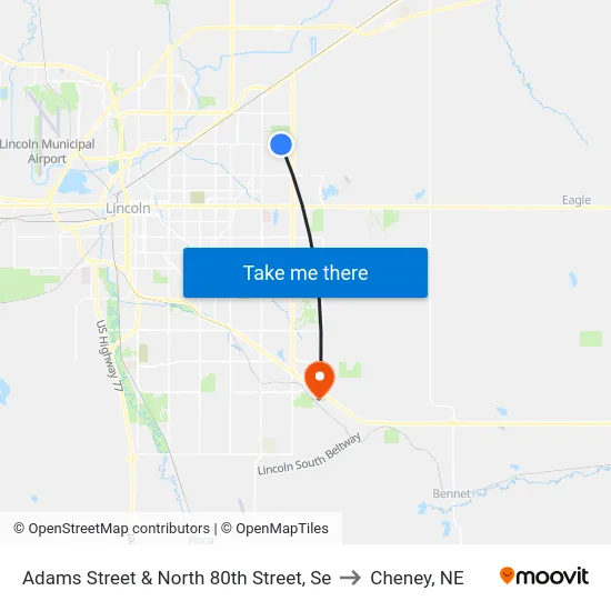 Adams Street & North 80th Street, Se to Cheney, NE map