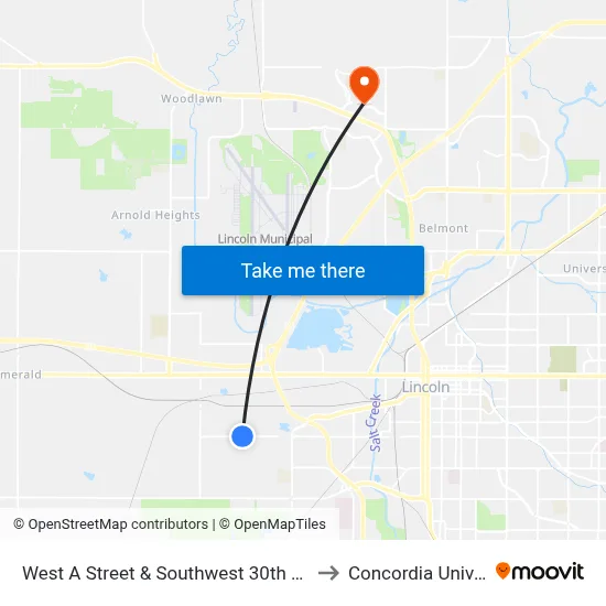 West A Street & Southwest 30th Street, SW to Concordia University map