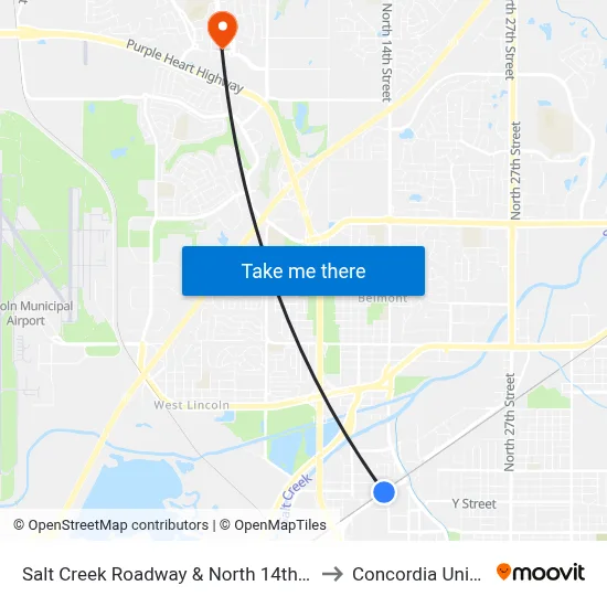 Salt Creek Roadway & North 14th Street, NW to Concordia University map
