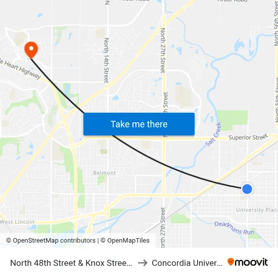 North 48th Street & Knox Street, SW to Concordia University map