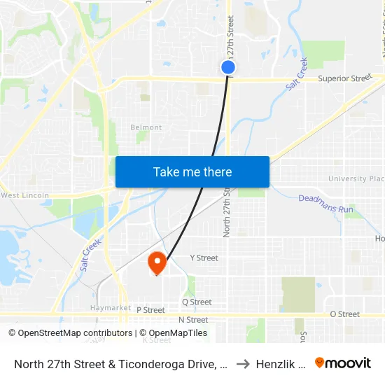 North 27th Street & Ticonderoga Drive, NW to Henzlik 65 map