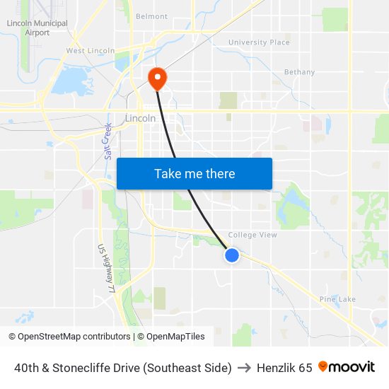 40th & Stonecliffe Drive (Southeast Side) to Henzlik 65 map