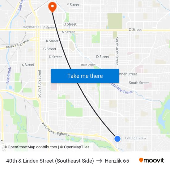 40th & Linden Street (Southeast Side) to Henzlik 65 map