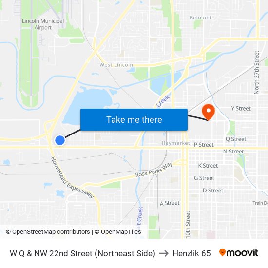 W Q & NW 22nd Street (Northeast Side) to Henzlik 65 map