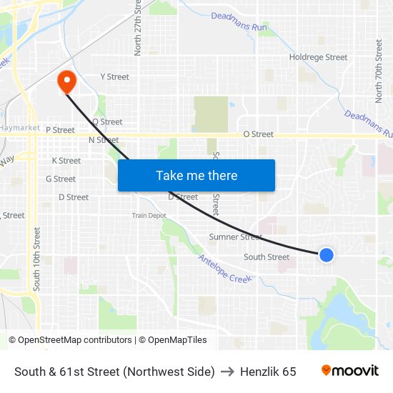 South & 61st Street (Northwest Side) to Henzlik 65 map