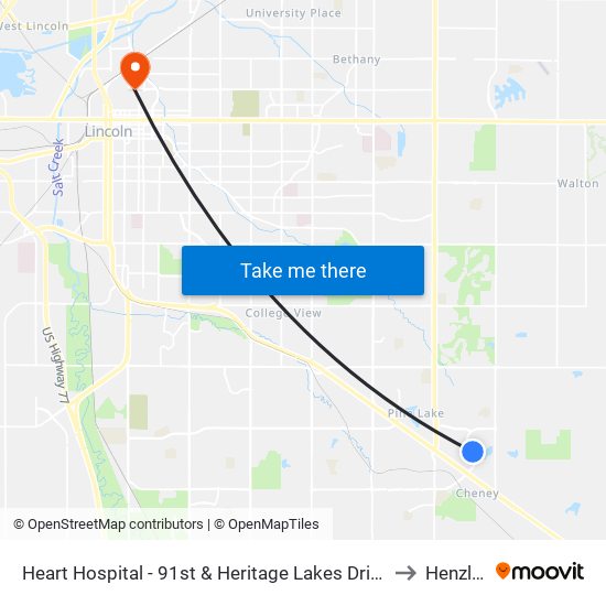 Heart Hospital - 91st & Heritage Lakes Drive (Southeast Side) to Henzlik 65 map