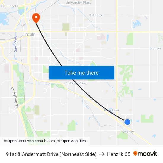 91st & Andermatt Drive (Northeast Side) to Henzlik 65 map