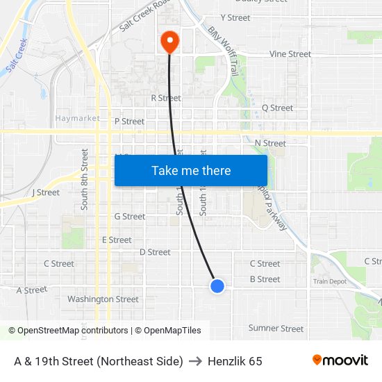 A & 19th Street (Northeast Side) to Henzlik 65 map