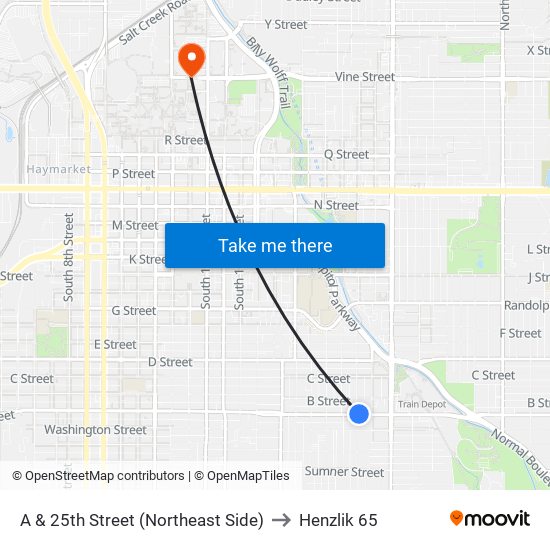 A & 25th Street (Northeast Side) to Henzlik 65 map