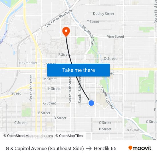 G & Capitol Avenue (Southeast Side) to Henzlik 65 map