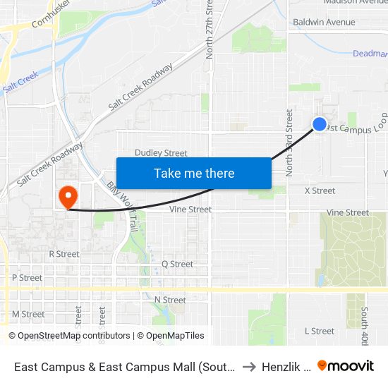 East Campus & East Campus Mall (South Side) to Henzlik 65 map