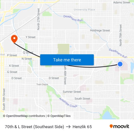 70th & L Street (Southeast Side) to Henzlik 65 map