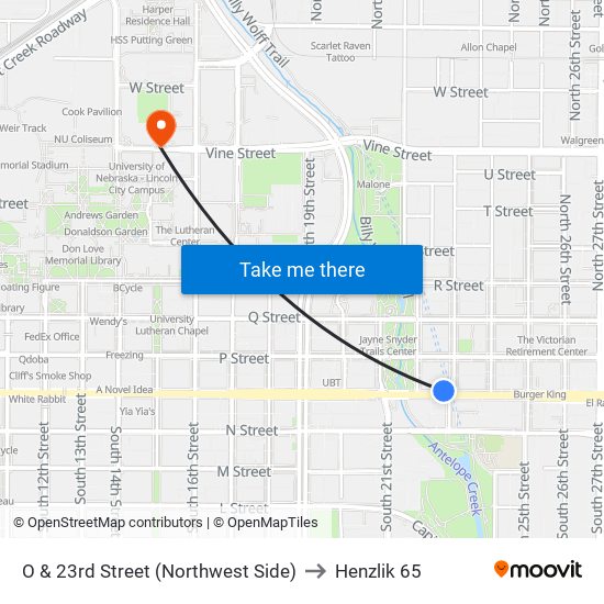 O & 23rd Street (Northwest Side) to Henzlik 65 map