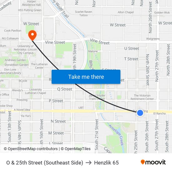 O & 25th Street (Southeast Side) to Henzlik 65 map