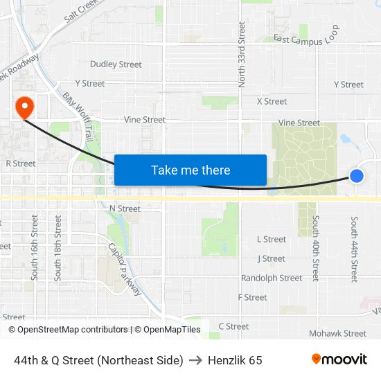 44th & Q Street (Northeast Side) to Henzlik 65 map