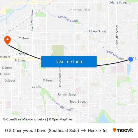 O & Cherrywood Drive (Southeast Side) to Henzlik 65 map