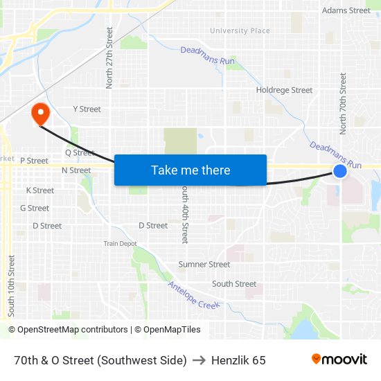 70th & O Street (Southwest Side) to Henzlik 65 map