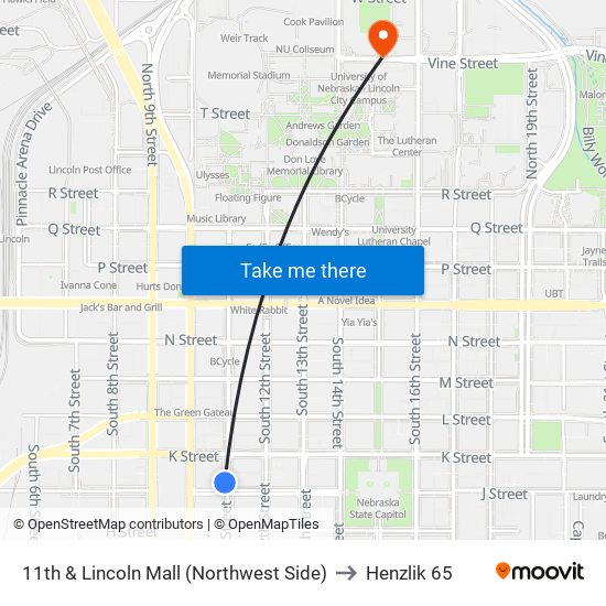 11th & Lincoln Mall (Northwest Side) to Henzlik 65 map