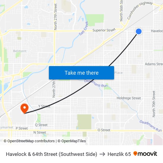 Havelock & 64th Street (Southwest Side) to Henzlik 65 map