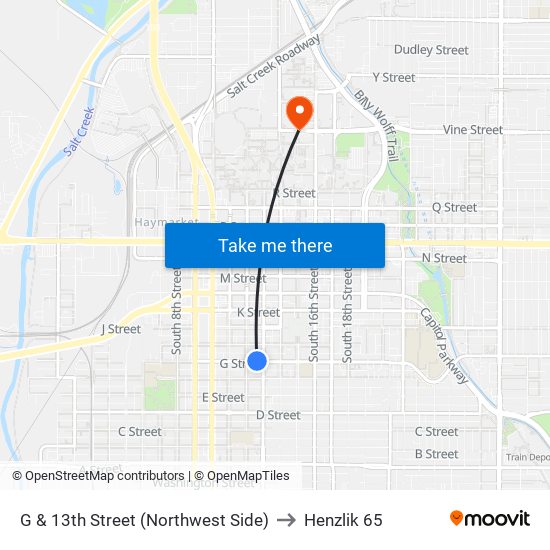 G & 13th Street (Northwest Side) to Henzlik 65 map