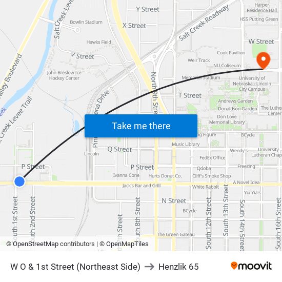 W O & 1st Street (Northeast Side) to Henzlik 65 map