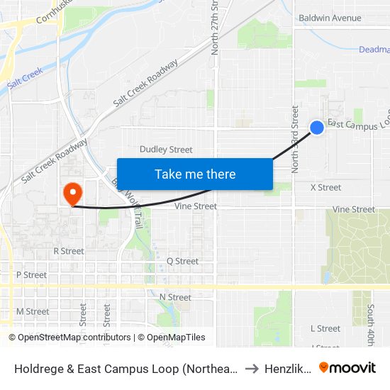Holdrege & East Campus Loop (Northeast Side) to Henzlik 65 map