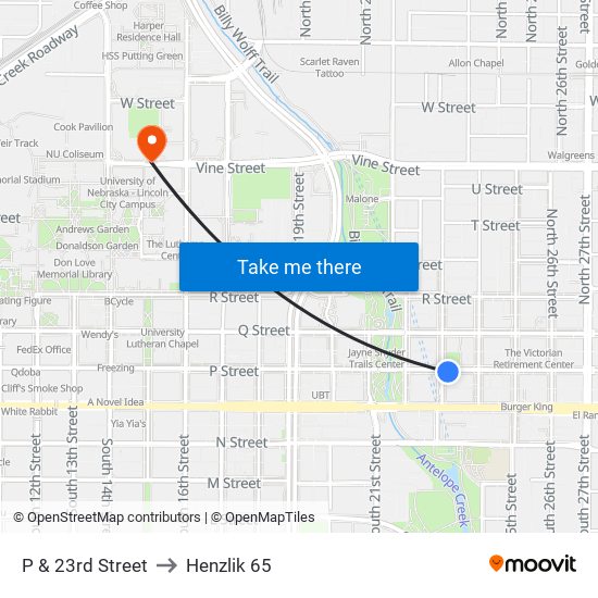 P & 23rd Street to Henzlik 65 map