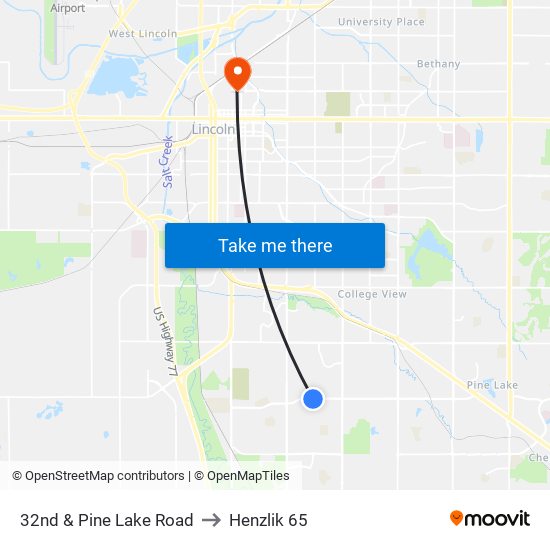 32nd & Pine Lake Road to Henzlik 65 map