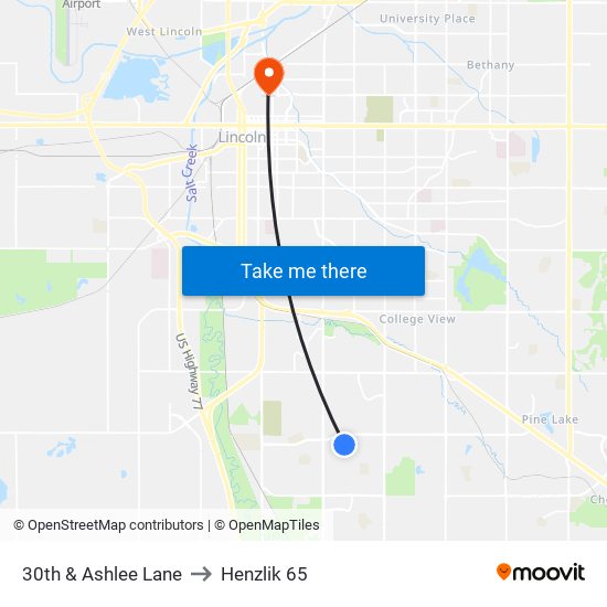 30th & Ashlee Lane to Henzlik 65 map