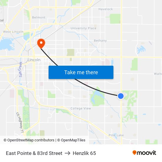 East Pointe & 83rd Street to Henzlik 65 map