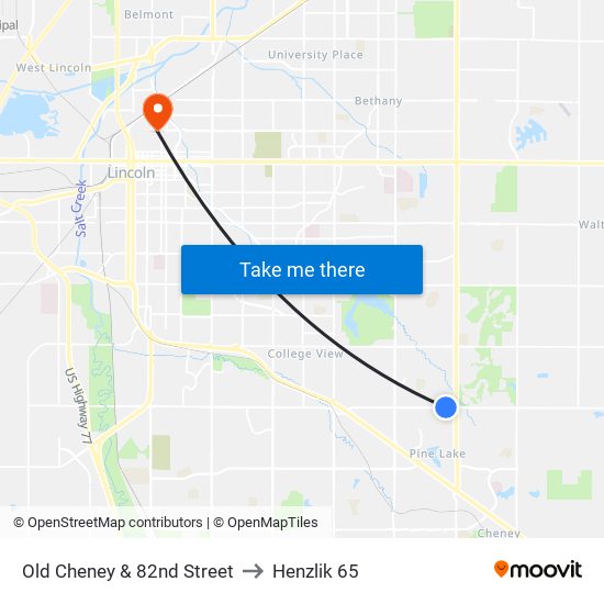 Old Cheney & 82nd Street to Henzlik 65 map