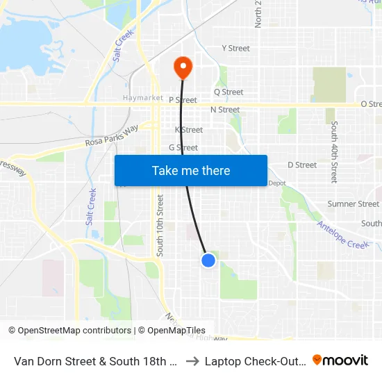 Van Dorn Street & South 18th Street, NE to Laptop Check-Out Union map