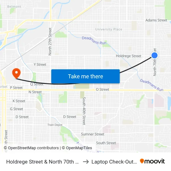 Holdrege Street & North 70th Street, NE to Laptop Check-Out Union map
