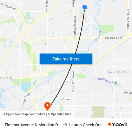 Fletcher Avenue & Meridian Drive, NE to Laptop Check-Out Union map