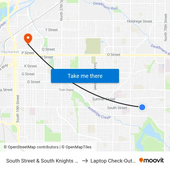 South Street & South Knights Lane, SW to Laptop Check-Out Union map