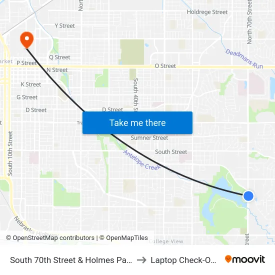 South 70th Street & Holmes Park Road, NE to Laptop Check-Out Union map