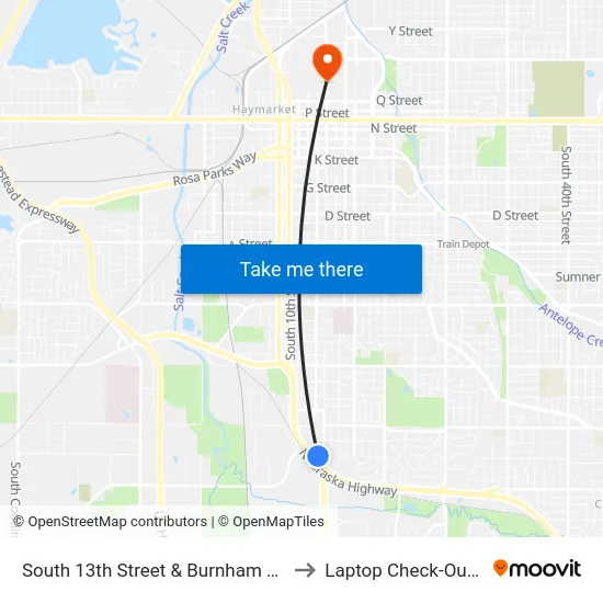 South 13th Street & Burnham Street, NW to Laptop Check-Out Union map