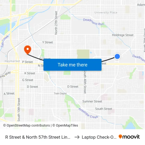 R Street & North 57th Street Lincoln Housing, N to Laptop Check-Out Union map
